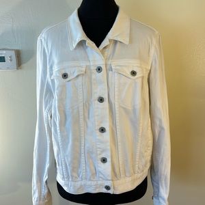 Two By Vince Camuto White Cotton Jean Jacket Sz L